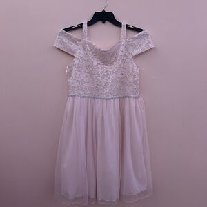 Speechless Kids formal dress, pink and white sparkles, size 18.5